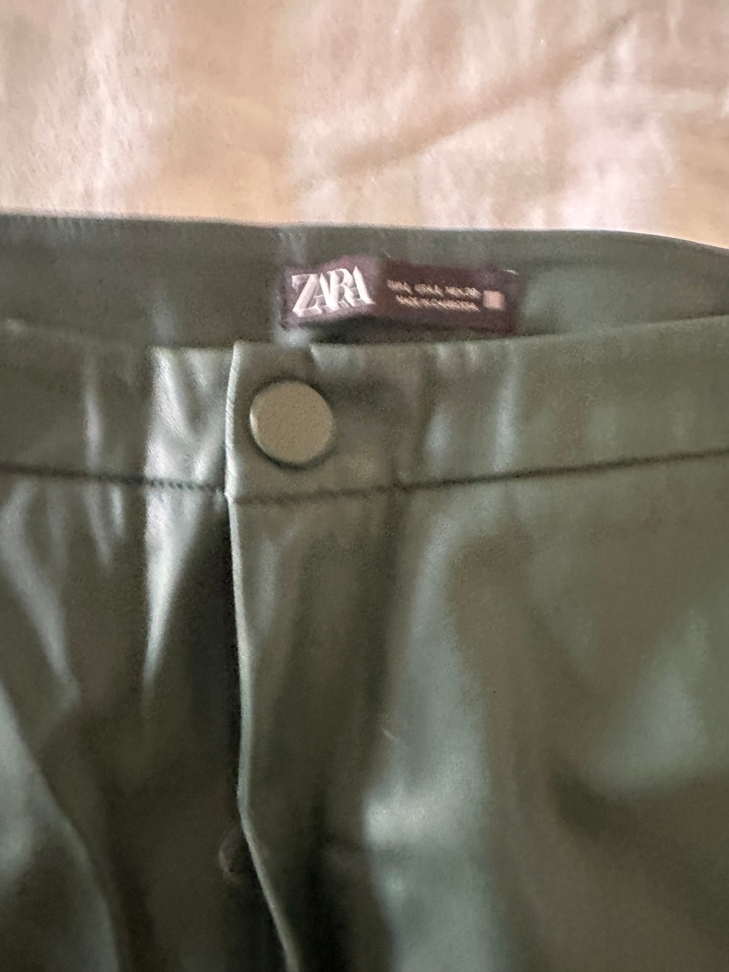 Zara green leather Pants