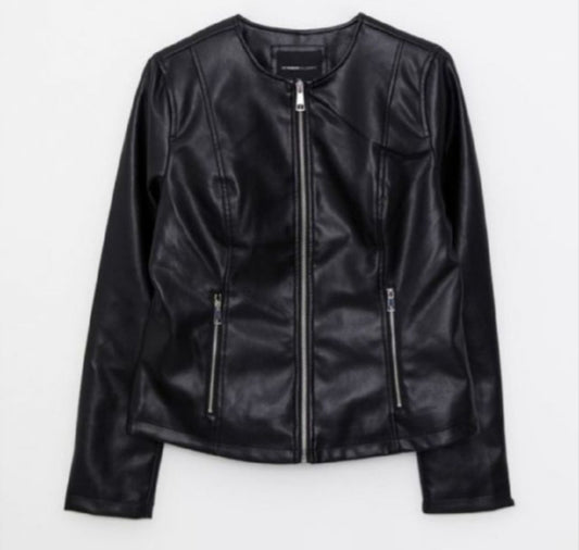 Defacto Black Leather Jacket