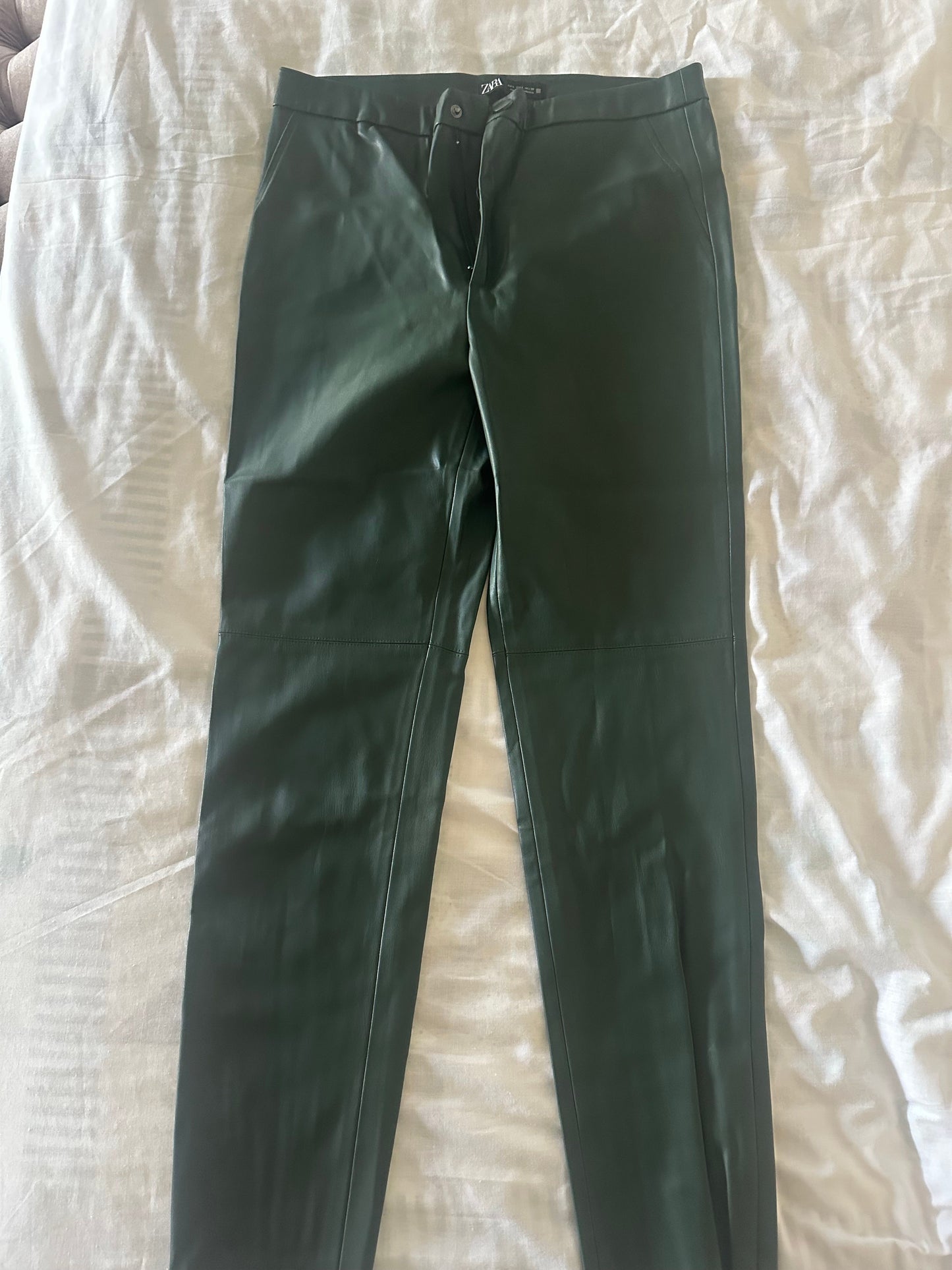 Zara green leather Pants