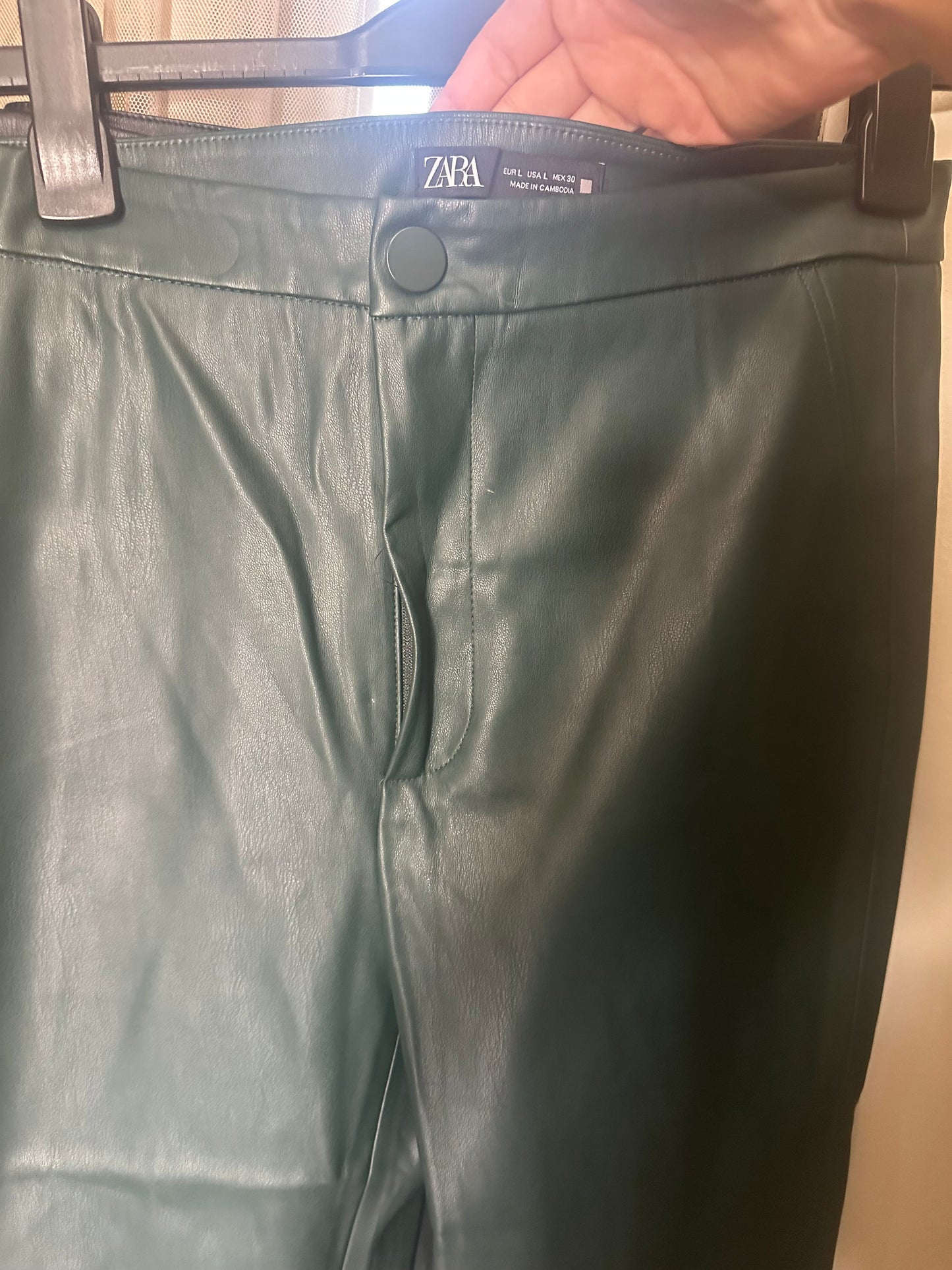 Zara green leather Pants