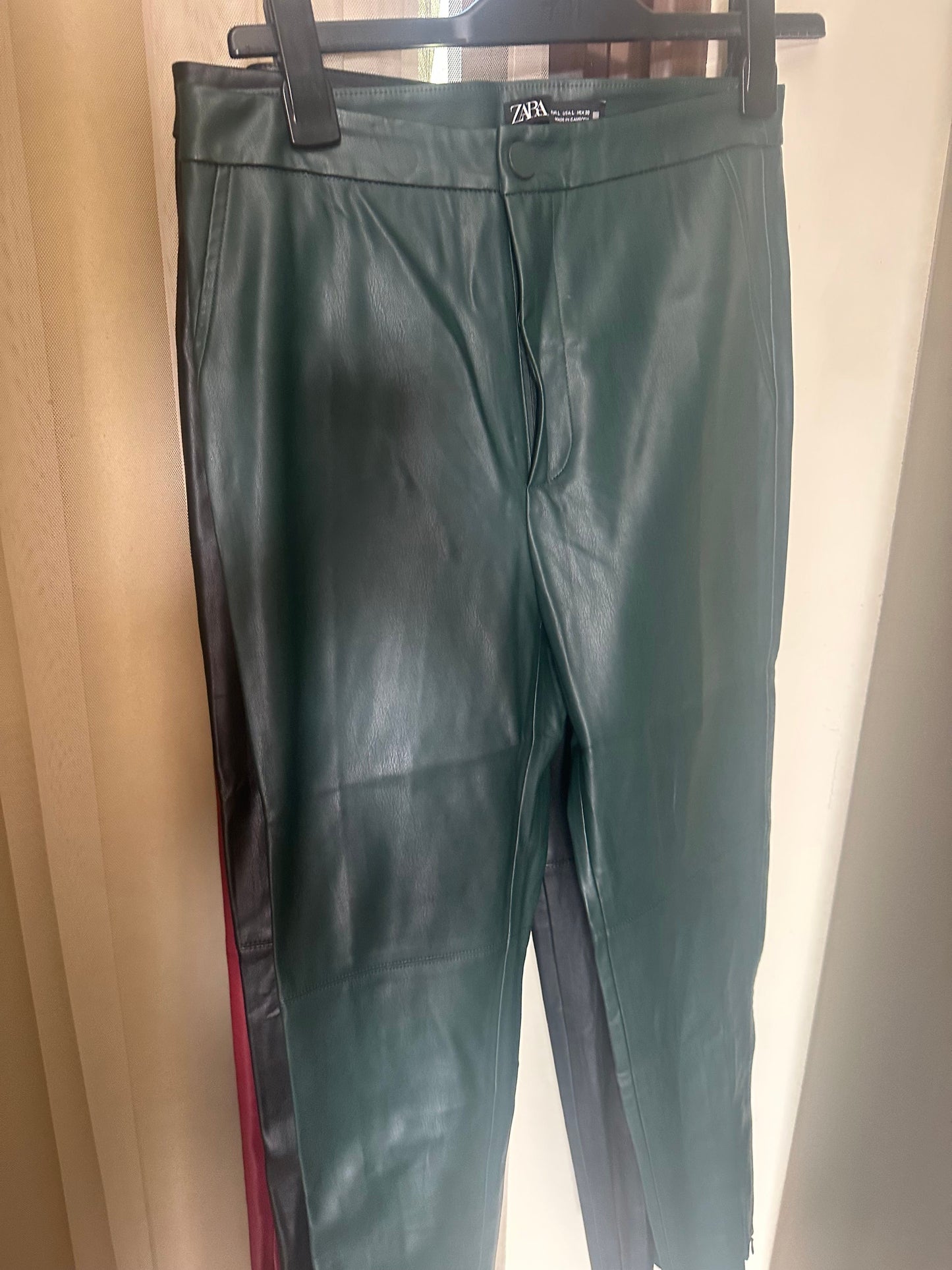 Zara green leather Pants