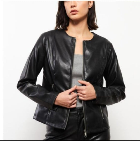Defacto Black Leather Jacket