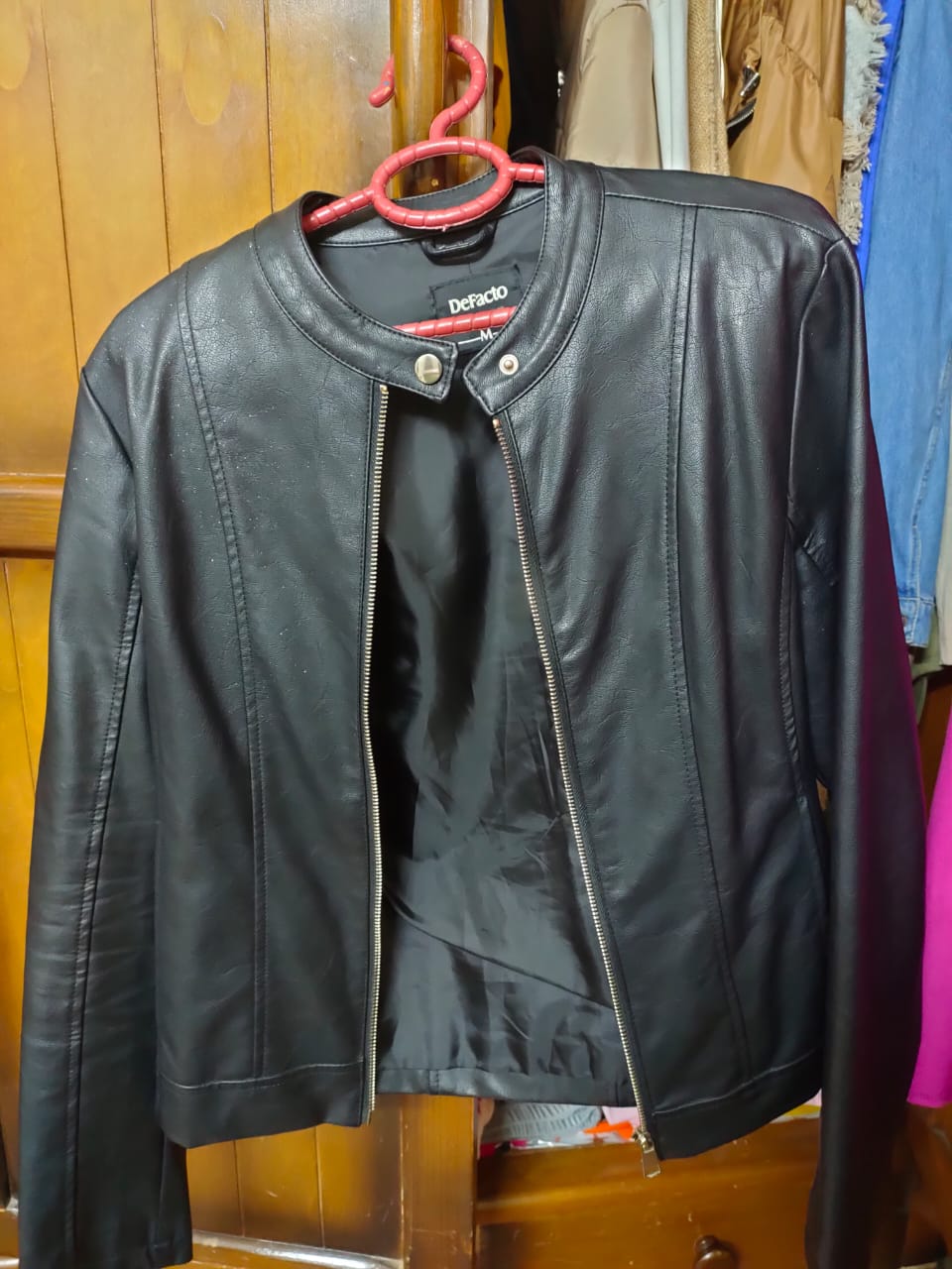 Defacto Black Leather Jacket